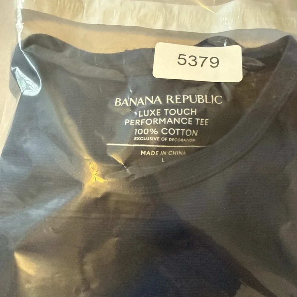 Banana Republic Luxe Touch Performance Tee T Shirt L Blue Mini Stripe Cotton